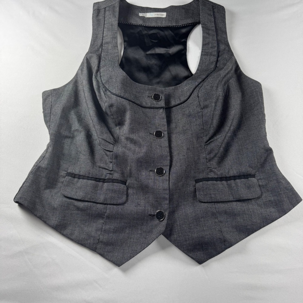 Maurices True Y2K Gray Button Front Vest Peplum Sleeveless Blazer Size 0